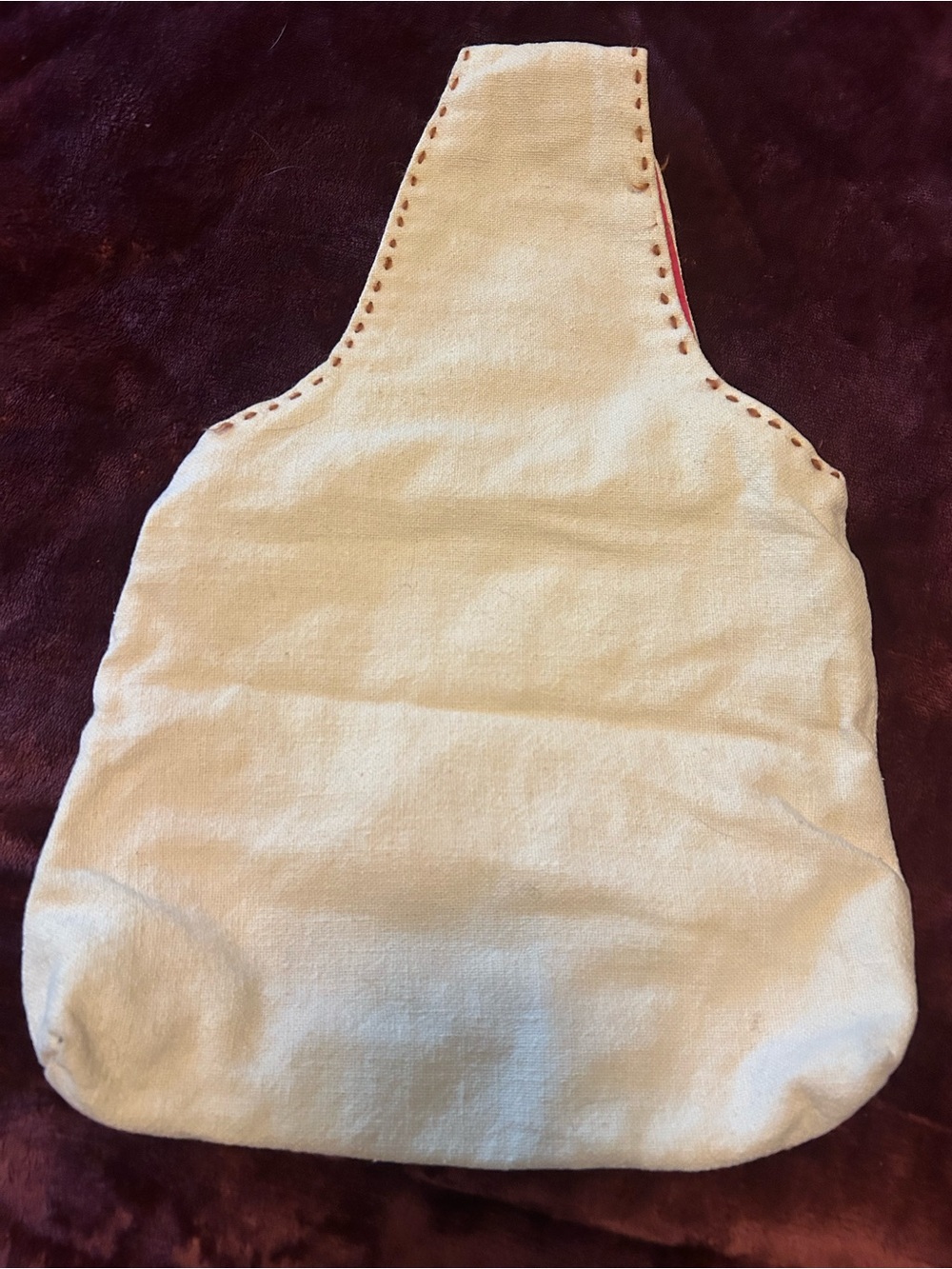 Vintage 70’s Cream Floral Embroidered Tote Bag with Pink Lining - Picture 3 of 3